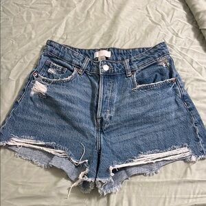 H&M Blue Jean Shorts Distressed High-Waisted